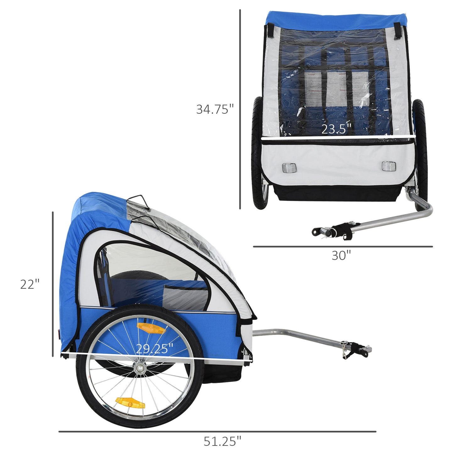 2-Seat Child Bike Trailer for Kids with a Strong Frame