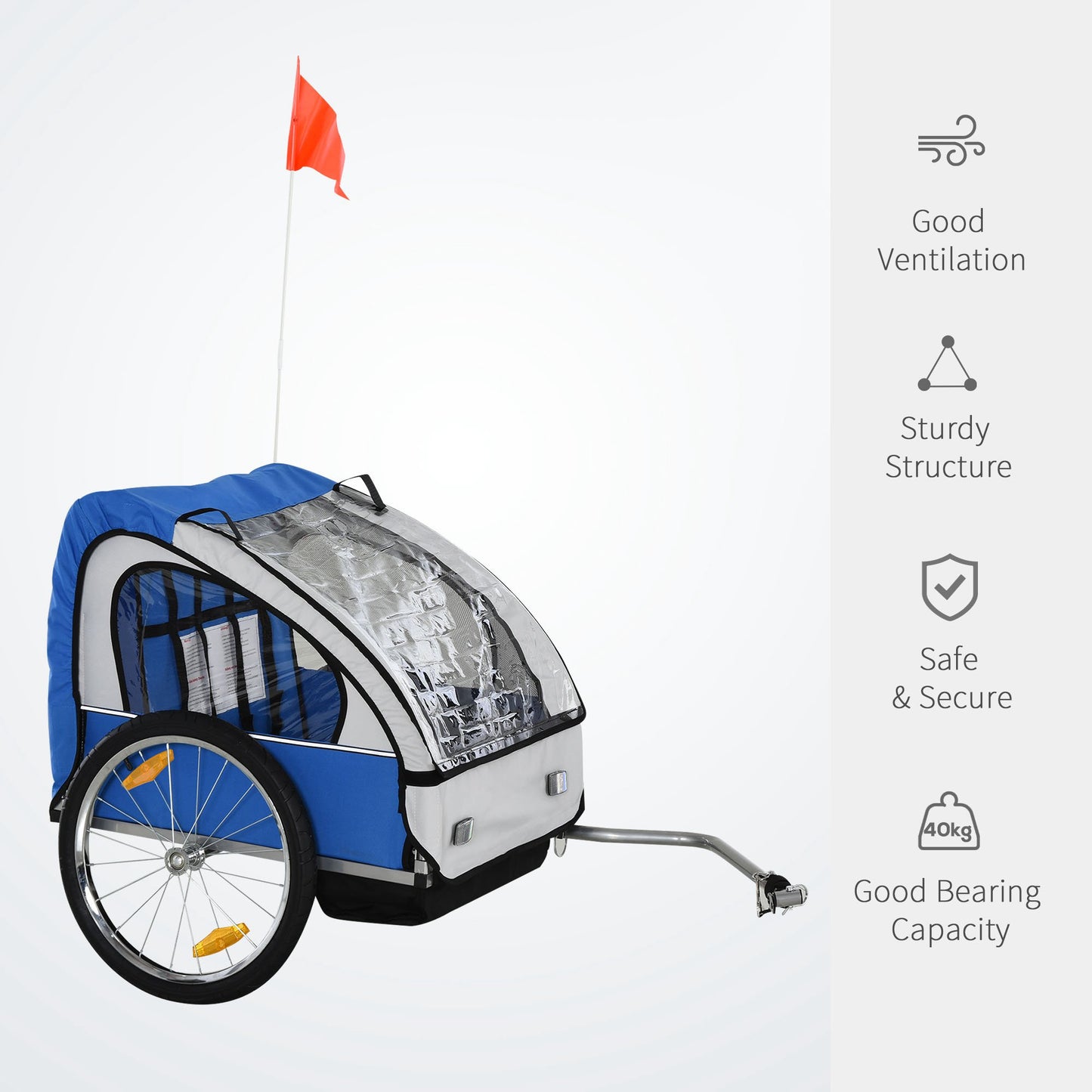 2-Seat Child Bike Trailer for Kids with a Strong Frame