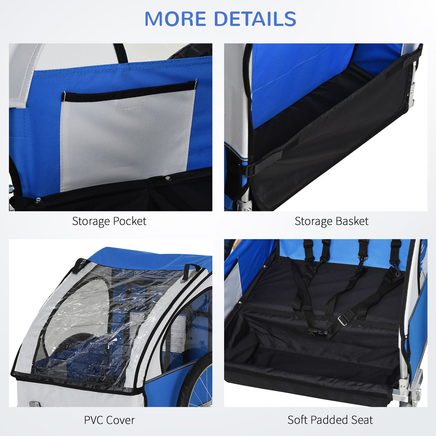 2-Seat Child Bike Trailer for Kids with a Strong Frame