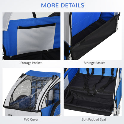 2-Seat Child Bike Trailer for Kids with a Strong Frame