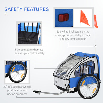 2-Seat Child Bike Trailer for Kids with a Strong Frame